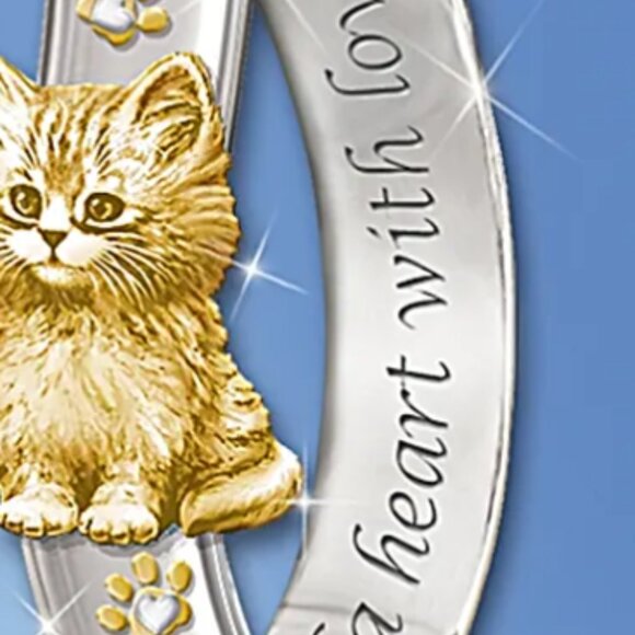 The Bradford Exchange Silver / 24K Gold CATS Fill A Heart With Love Earrings - Picture 9 of 9